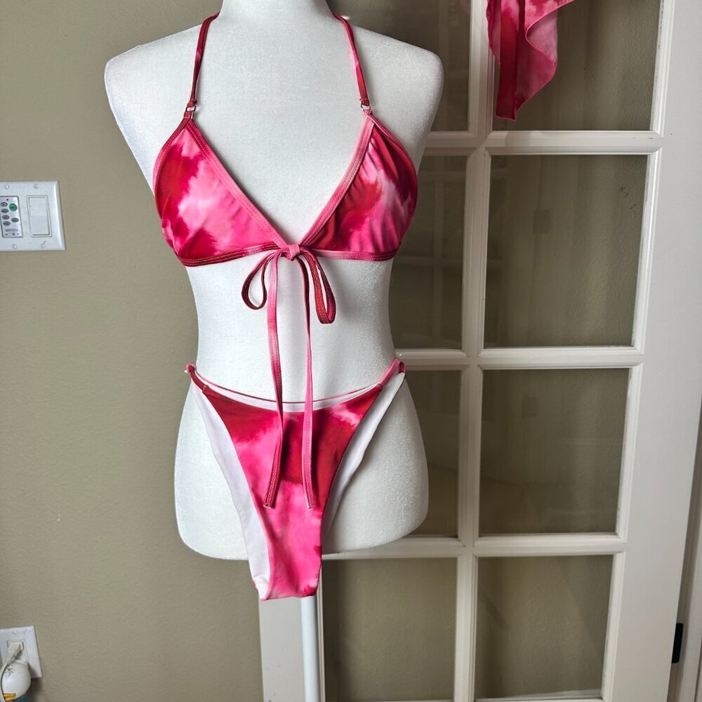 SHEIN 3 Piece Bikini Swimsuit & Sarong Cover Up Set Size Small - Picture 5 of 12